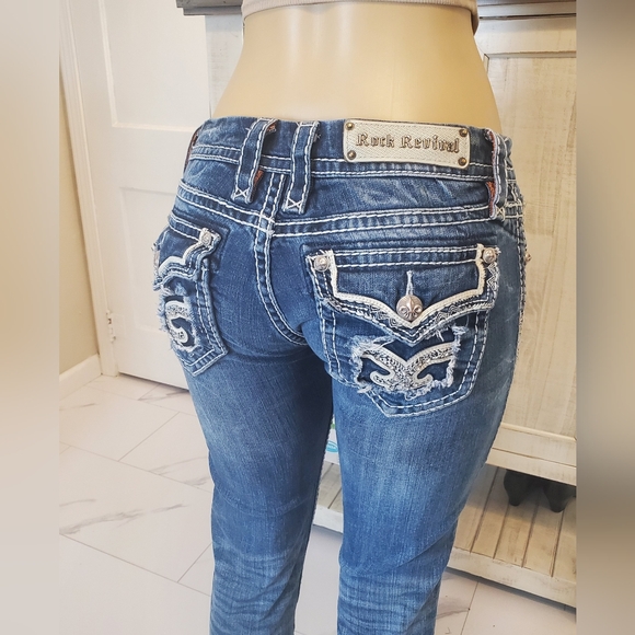 Rock Revival Women's Distressed Blue Skinny Jeans Size 29 - Picture 1 of 13